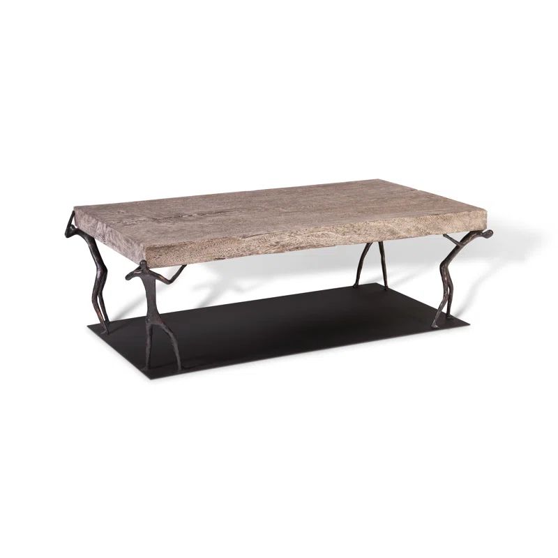 Atlas Gray and Black Solid Wood Rectangular Coffee Table