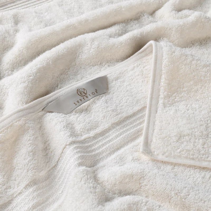 Ivory Egyptian Cotton Bath Towel Set with Rope Border