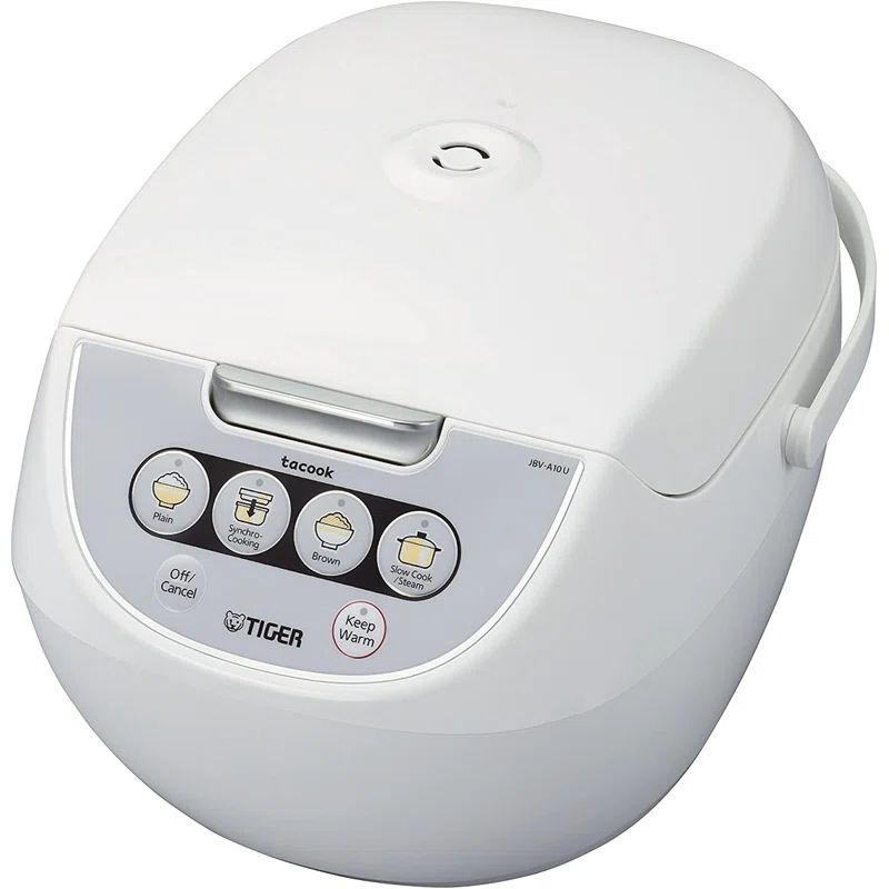 White 5.5-Cup Electric Non-Stick Rice Cooker with Steamer