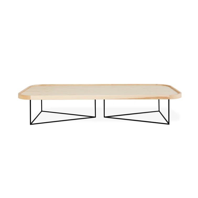 Porter Series Rectangular Blonde Ash Wood & Metal Coffee Table