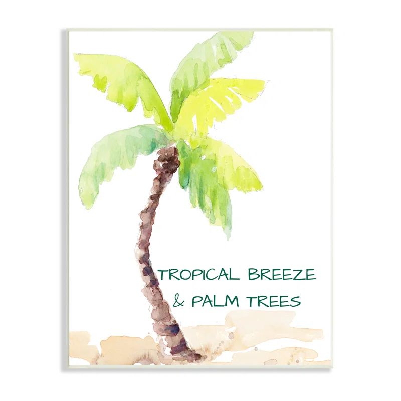 Tropical Breeze Palm Trees Green and Brown MDF Wall Plaque