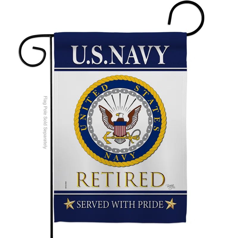 US Navy Retired Blue and White Double-Sided Garden Flag
