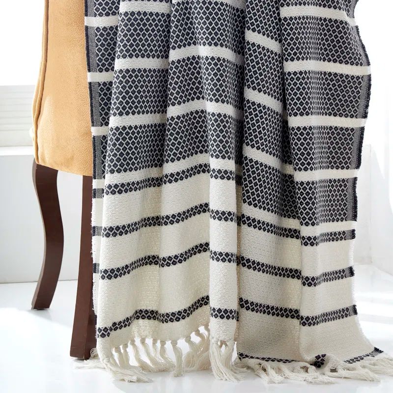 Slate Hilo Knitted Recycled Cotton 70" x 60" Throw Blanket