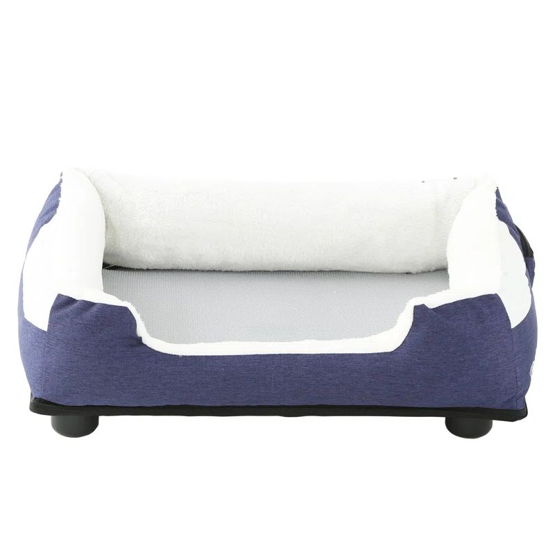 Medium Blue Faux-Fur Electronic Heating and Cooling Pet Bed