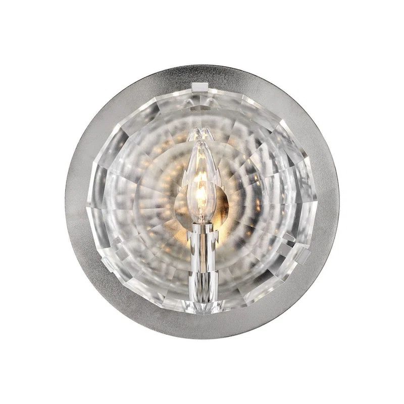 Elegant Leo Polished Nickel Optic Crystal 1-Light Sconce