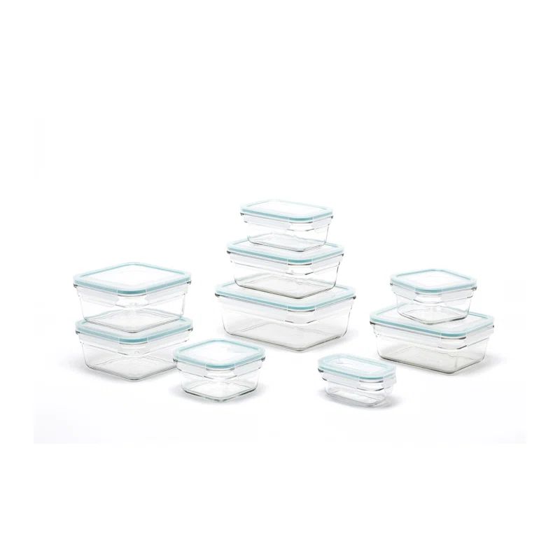 Clear Glass Food Storage Container Set with Lids, 18 Pieces