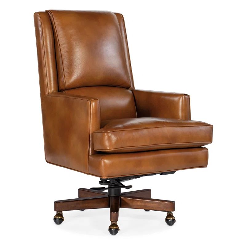 Voyage Cedar Brown Leather High Back Swivel Chair