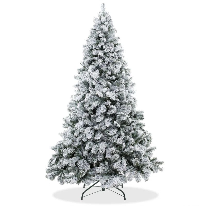 6ft Snow-Flocked Pine Artificial Christmas Tree with Metal Stand