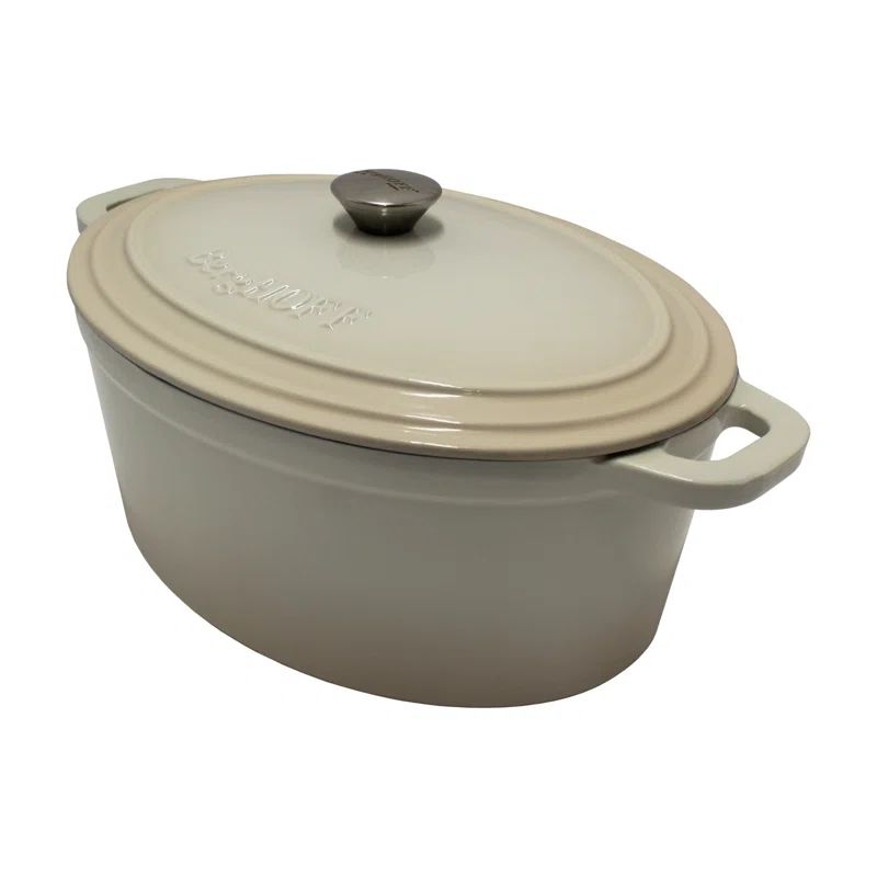 Meringue Enameled Cast Iron Oval Dutch Oven, 8 Qt