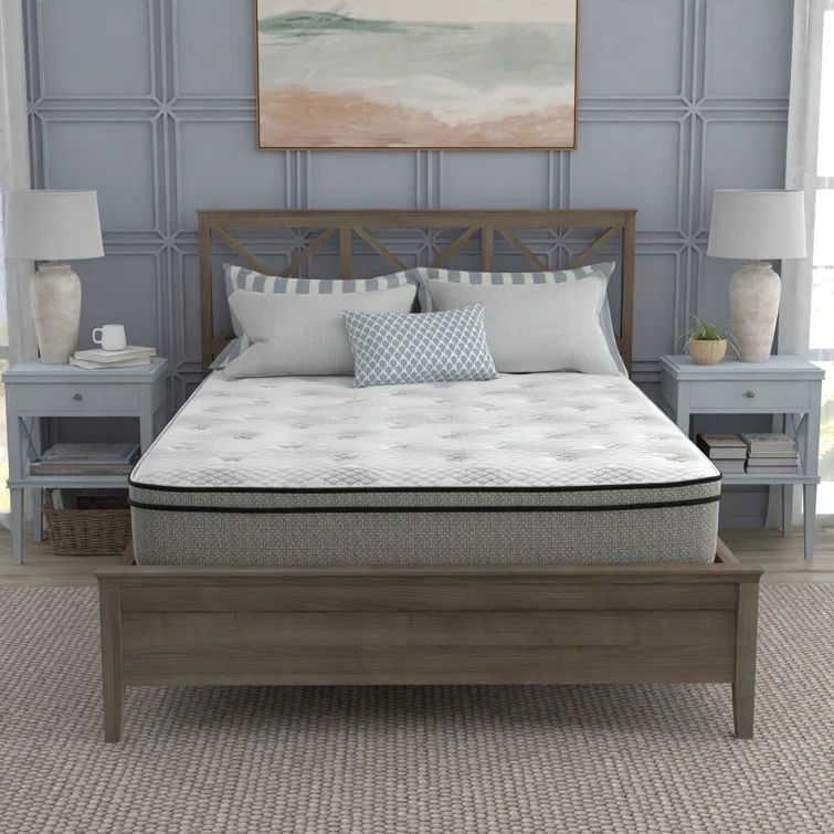 Full 12" Gray Eurotop Innerspring Gel Memory Foam Mattress