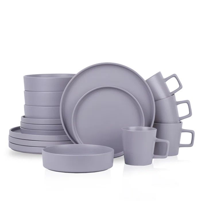 Light Gray Ceramic 16-Piece Dinnerware Set, Service for 4