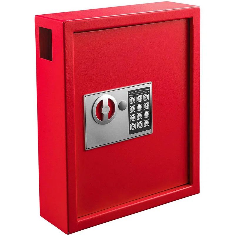 Red 40-Key Steel Digital Lock Key Cabinet with Tags