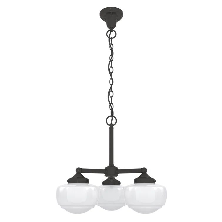 Noble Bronze Saddle Creek 3-Light Schoolhouse Chandelier