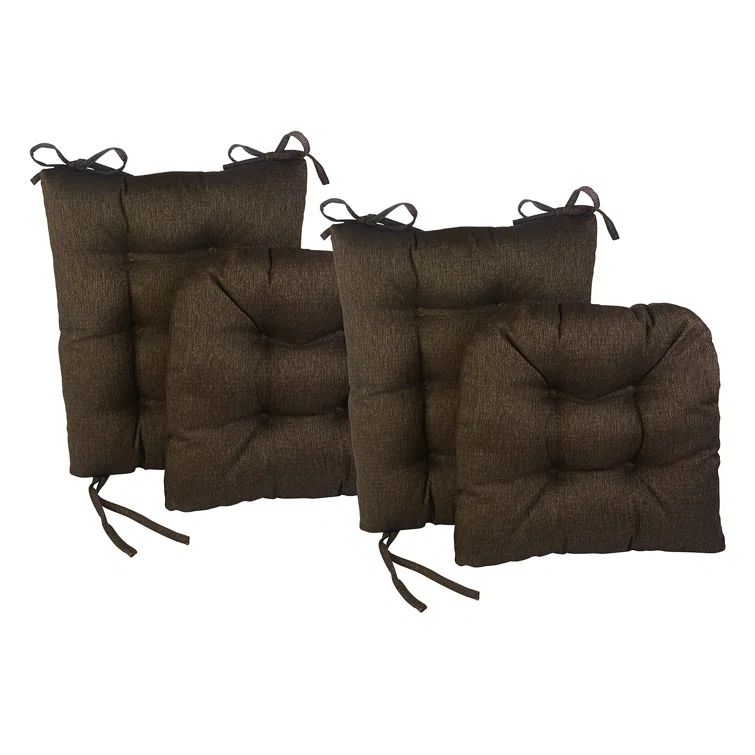 Chestnut Polyester Rocking Chair Cushion Set with Non-Slip Gripper