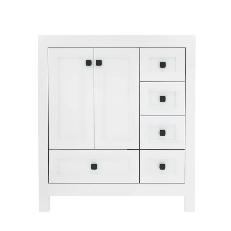 30" Blue Solid Wood Single Bathroom Vanity Base