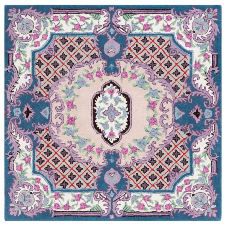 Ivory Elegance Hand-Tufted Wool and Viscose 5' Square Rug