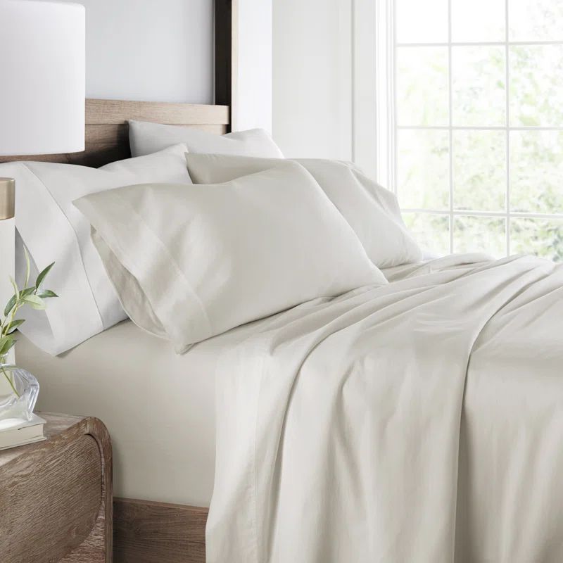 Ivory King Cotton Deep Pocket Solid Sheet Set