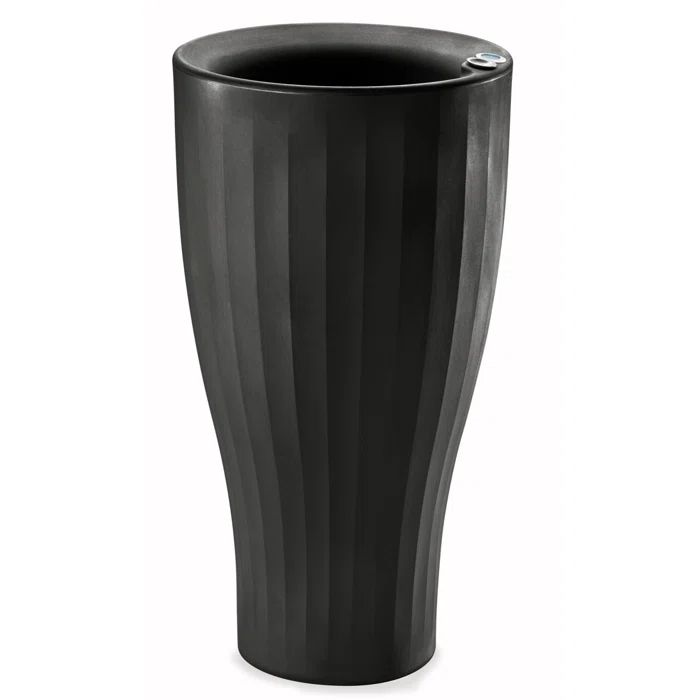 Caviar Black Tall Self-Watering Round Planter