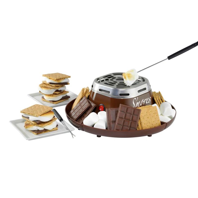 Brown Stainless Steel Indoor Electric S'mores Maker with Trays