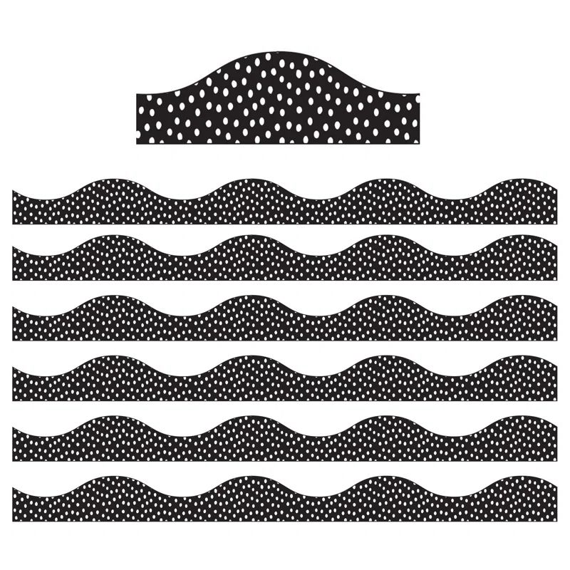 Black and White Magnetic Scallop Border Set, 12 Feet