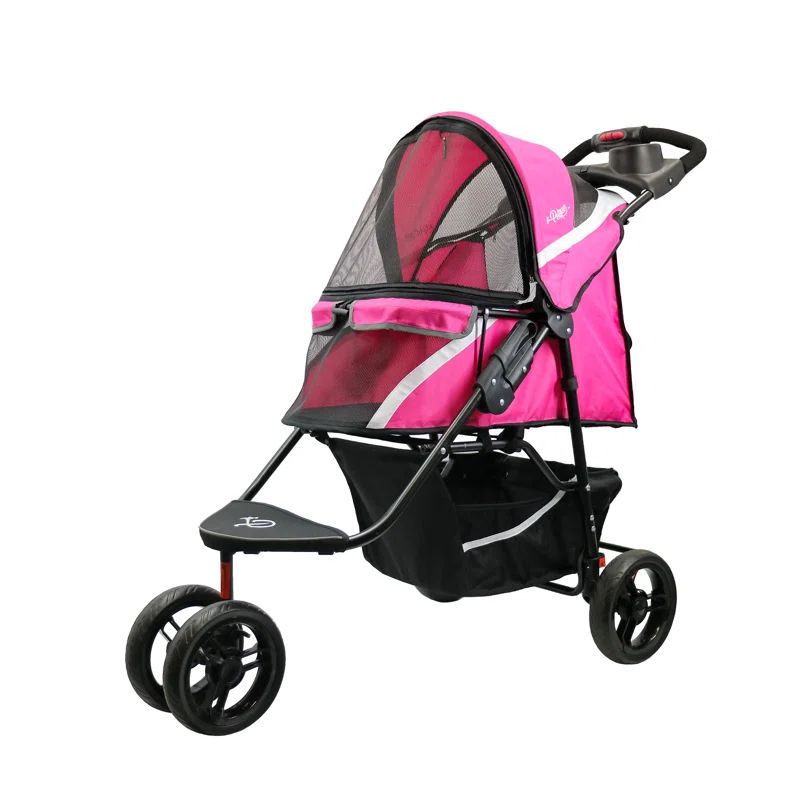 Supernova Pink Pet Stroller with Mesh Windows
