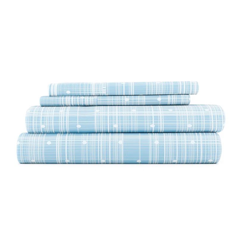 Aqua Polka Dot Queen Microfiber Sheet Set