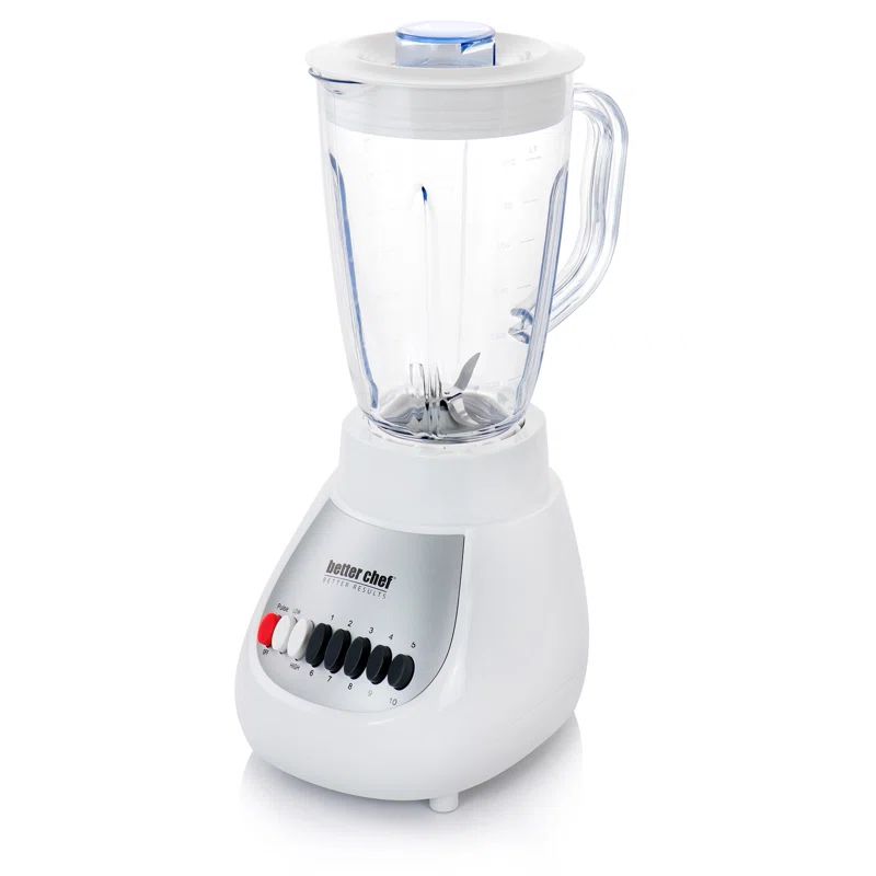 Better Chef 10-Speed White Plastic Countertop Blender with 50oz Jar