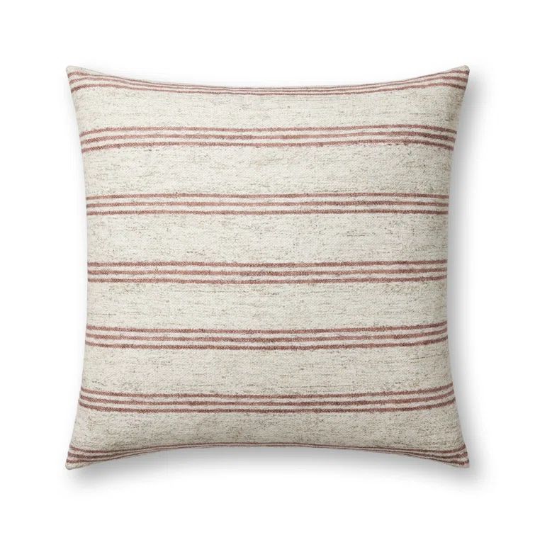 Natural and Wine Striped 22" Round Pillow Cover