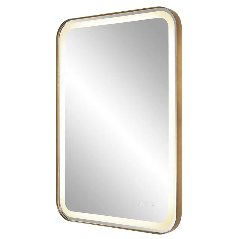 Rectangular Gold Stainless Steel LED Vanity Mirror
