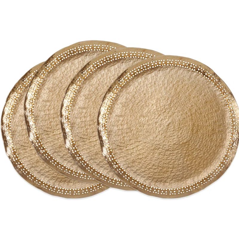 Gold Hole Punched Metal Charger Plates, Set of 4