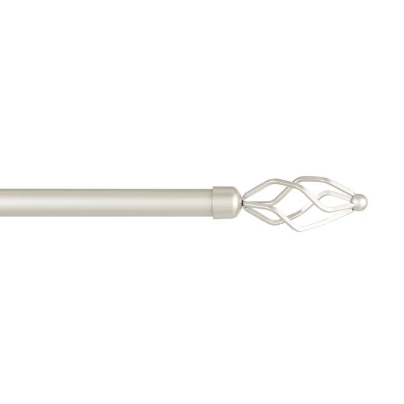 Matte Nickel Adjustable Window Curtain Rod with Wired Torch Finials