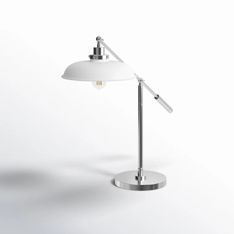 Polished Nickel and Midnight Black Adjustable Desk Lamp