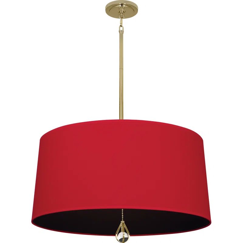 Polished Nickel 25.5" Modern Drum Pendant with Crystal Finial
