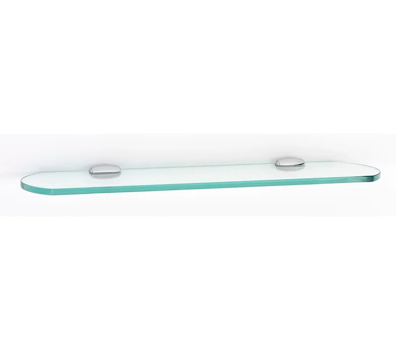 Royale 18'' Polished Brass Glass Shelf with Beveled Edge