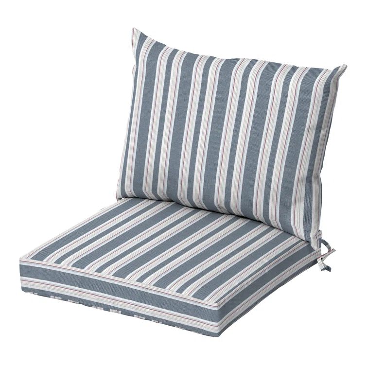 Ocean Blue Stripe Recycled Fabric Outdoor Dining Chair Cushion Set