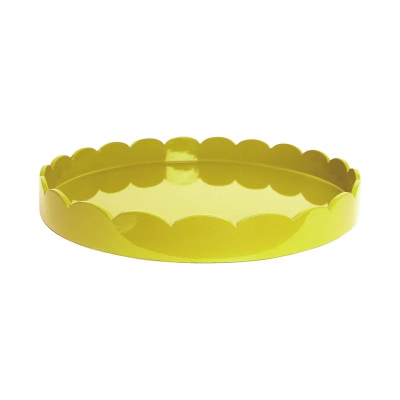 Yellow High Gloss Lacquered Round Scalloped Tray