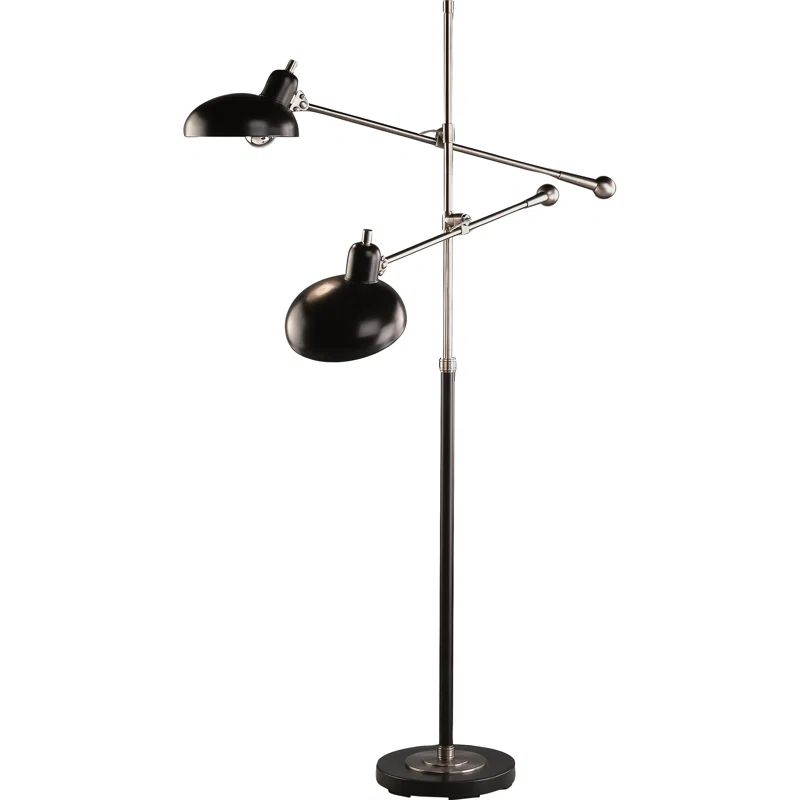 Bruno Adjustable Lead Bronze Double-Arm Pharmacy Floor Lamp