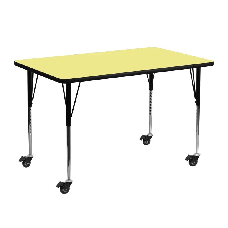 Yellow Rectangular Laminate Activity Table with Adjustable Legs