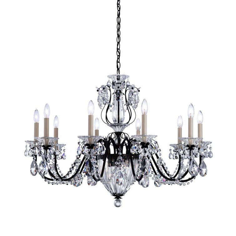 Elegant 13-Light Polished Silver Chandelier with Clear Heritage Crystal