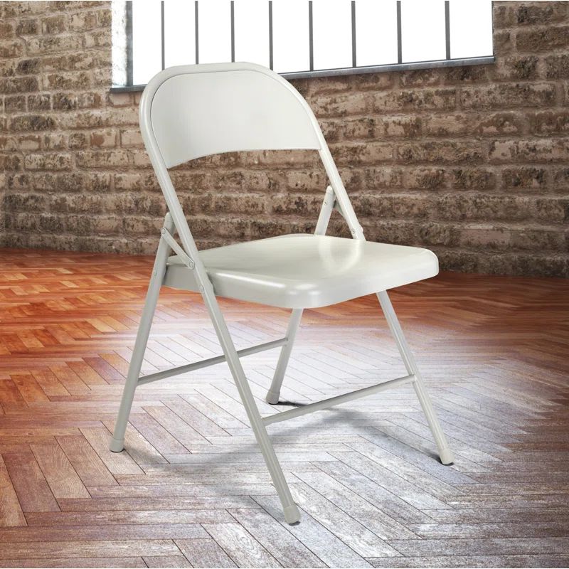 Gray Metal Armless Folding Reception Chair, 4-Pack