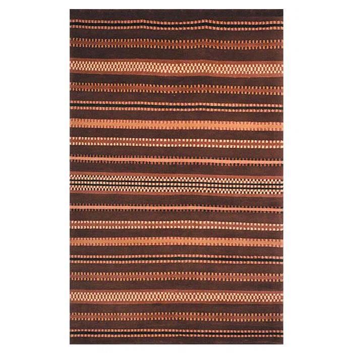 Lexington Black and Brown Hand-Knotted Wool Striped Rug