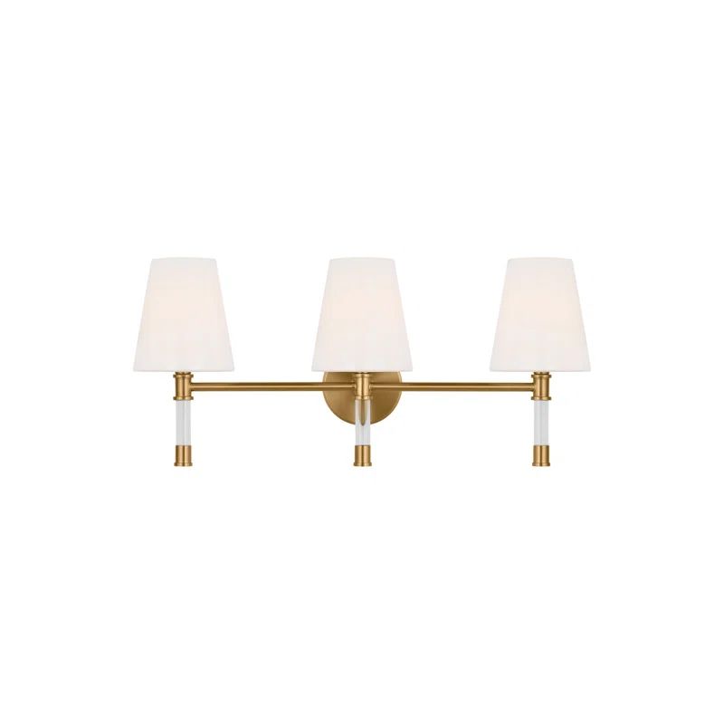 Hanover 3-Light Burnished Brass Vanity Light with Milk Glass Shades
