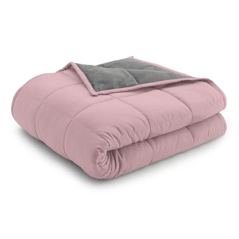 Ella Jayne 12lb Grey and Pink Reversible Weighted Blanket