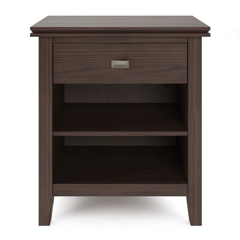 Warm Walnut Brown 24" Nightstand with Drawer and Shelf