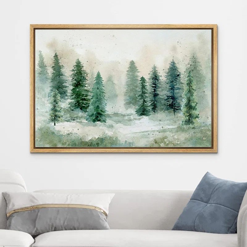 Natural Framed Geometric Landscape Canvas Print, 24" x 36"