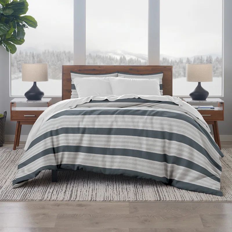 Ella Jayne White and Blue Cotton King Duvet Cover Set