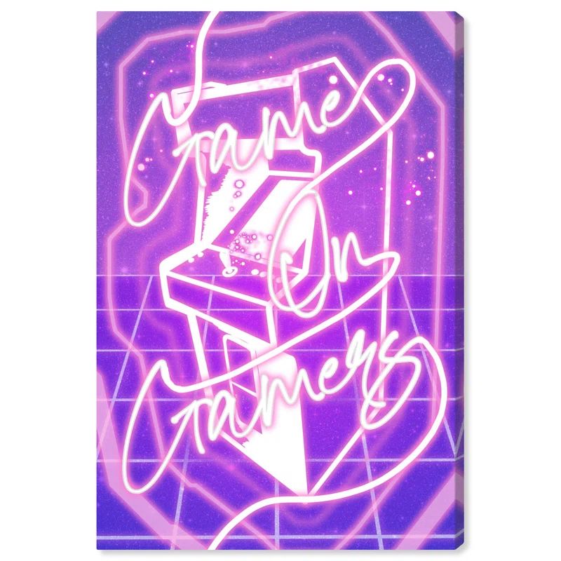 Game On Neon Purple and Pink Canvas Art Print