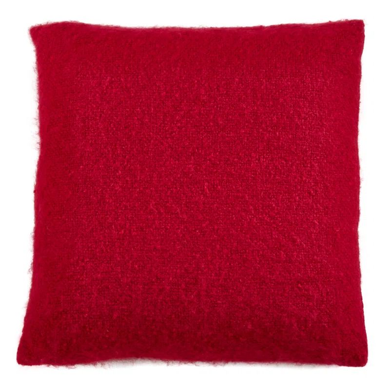 Red Faux Mohair 22" Square Pillow Cover