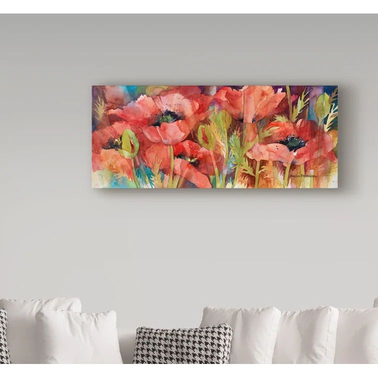 Petals On Parade Red and Green Floral Canvas Art