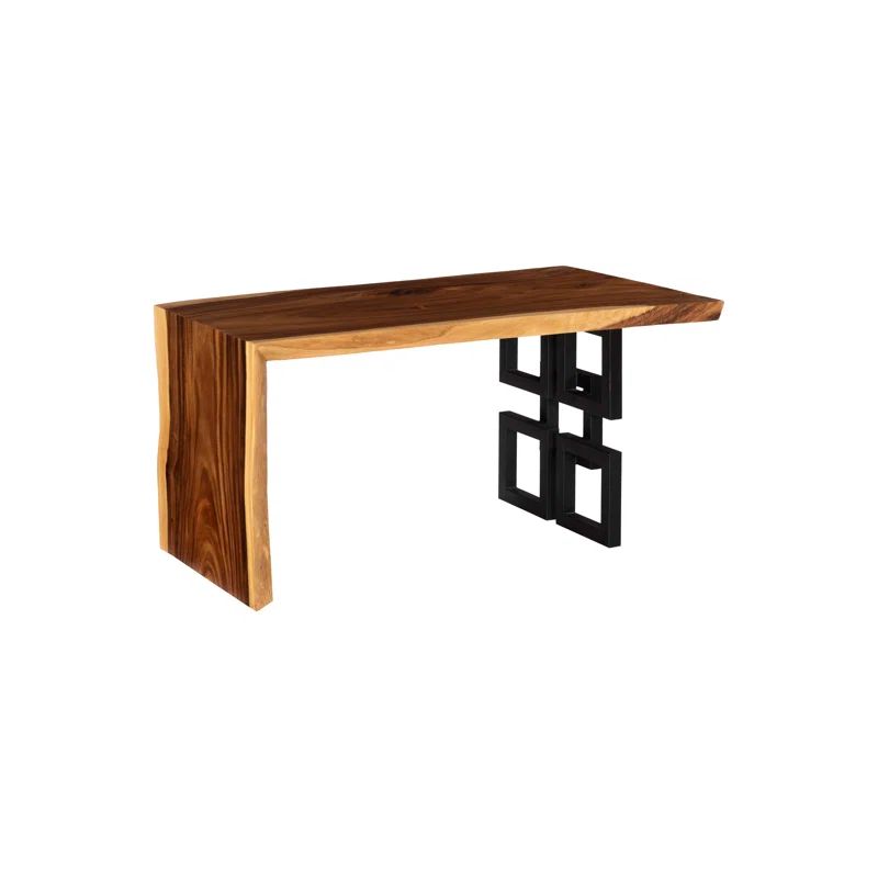 Transitional Black and Brown Wood Home Office Desk